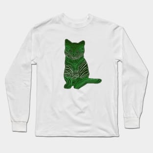 Meow Meow - Monochrome Green Long Sleeve T-Shirt